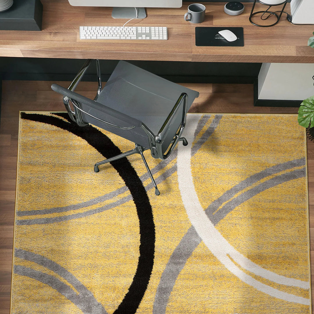 Contemporary Abstract Circles Design Area Rug