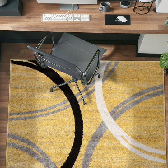 Contemporary Abstract Circles Design Area Rug