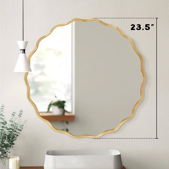 Aluminum Alloy Framed Wavy round Wall Mirror
