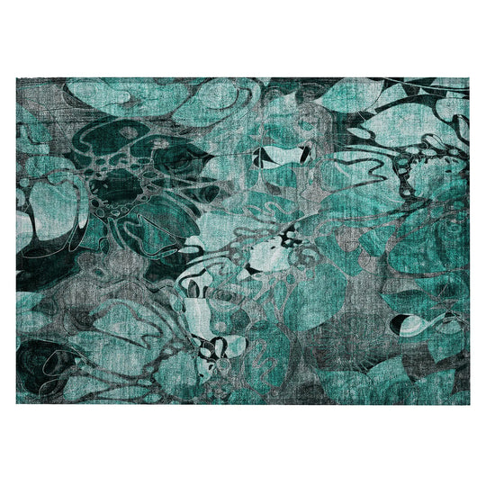 Machine Washable Indoor/ Outdoor Modern Floral Chantille Rug