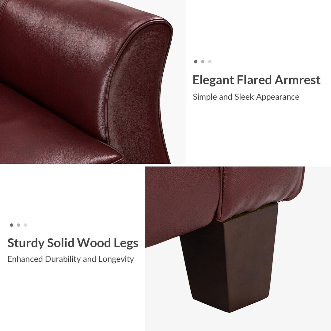 Sandra 81.5" Classic Genuine Leather Sofa with Solid Wood Legs by