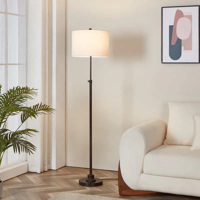 63.5" Standard Adjustable Floor Lamp with Fabric Linen Shade