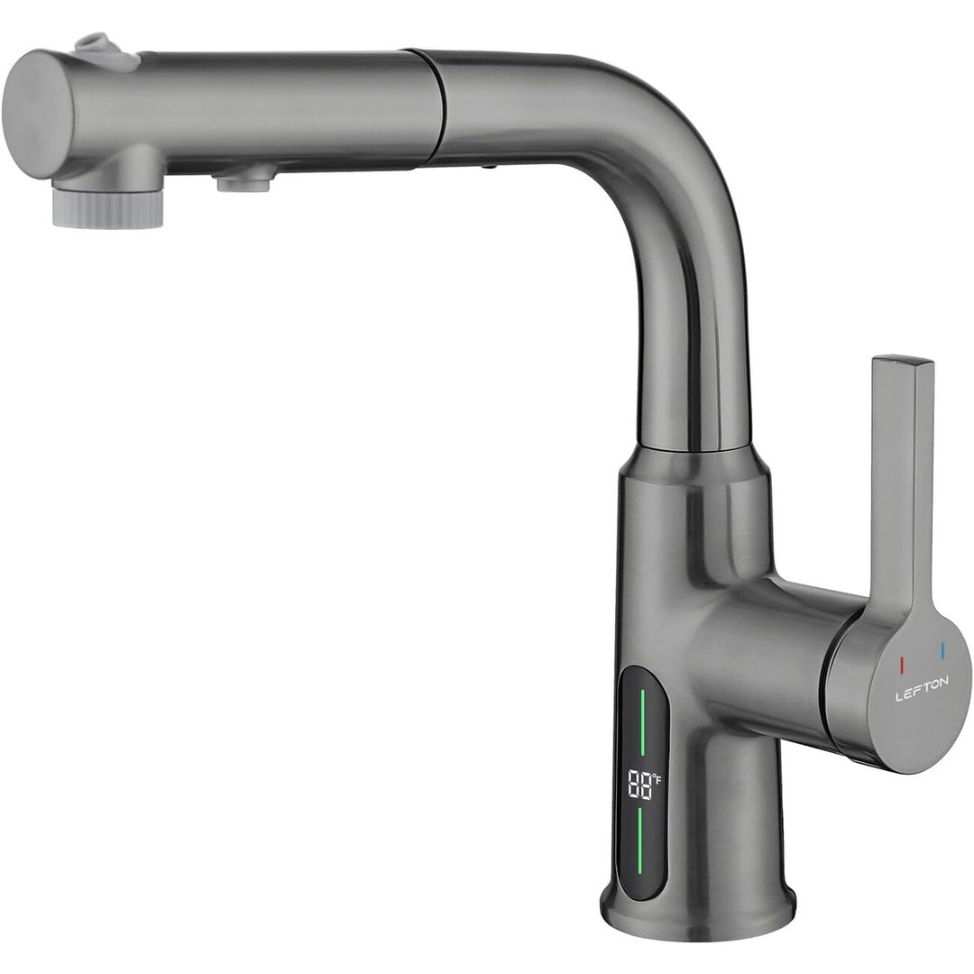 Single Hole Liftable Bathroom Faucet with Temperature Display in Fahrenheit, 3 Water Modes, BF2501