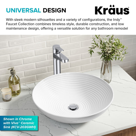 Indy Single Handle Vessel Bathroom Faucet with Pop up Drain