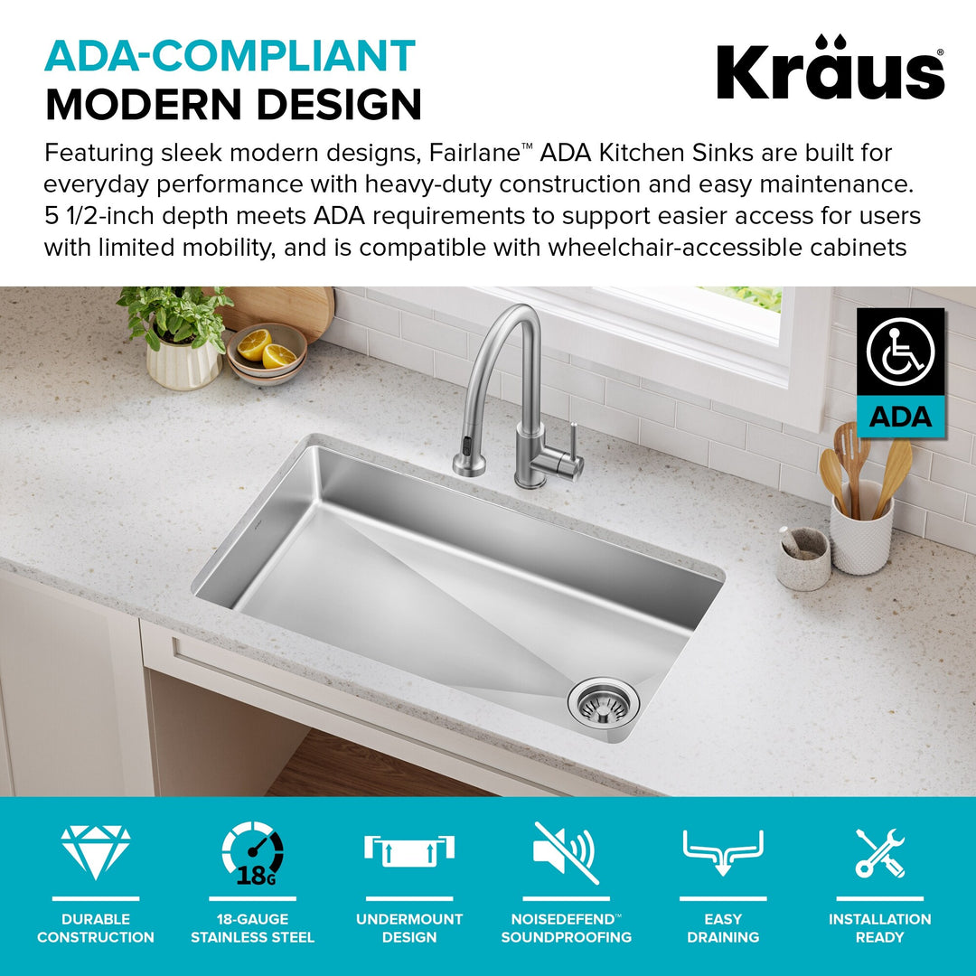 Fairlane Undermount 18 Gauge Stainless Steel Kitchen Sink