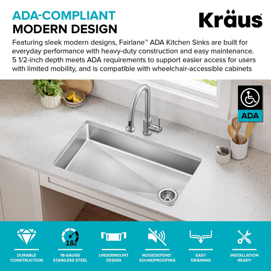 Fairlane Undermount 18 Gauge Stainless Steel Kitchen Sink