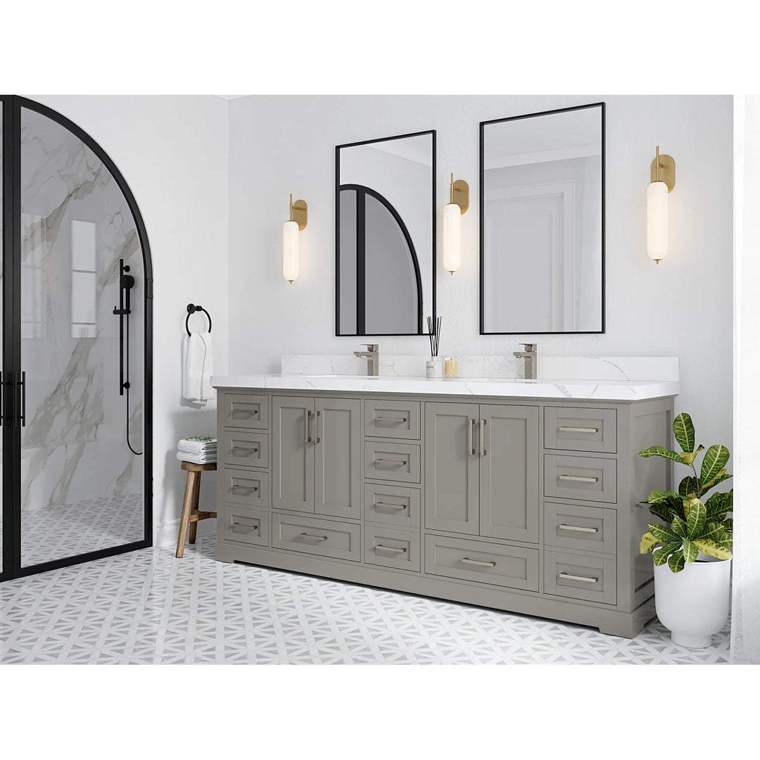 Willow Collection 84 in W X 22 in D X 36 in H Boston Double Bowl Sink Bathroom Vanity with Countertop