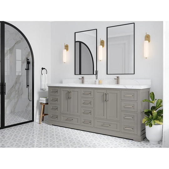 Willow Collection 84 in W X 22 in D X 36 in H Boston Double Bowl Sink Bathroom Vanity with Countertop