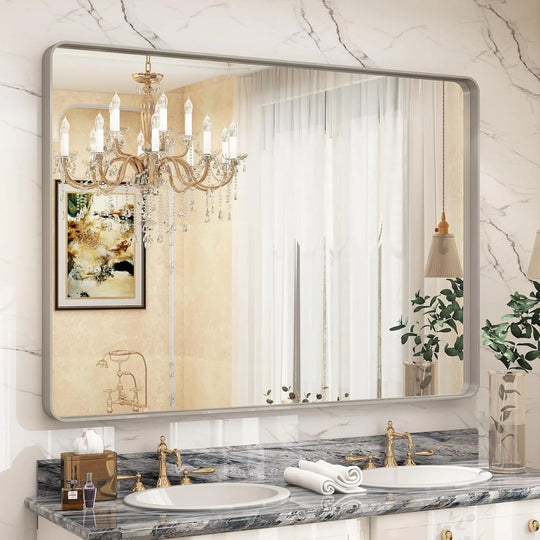 Aluminum Alloy Framed Tempered Glass Wall Decor Vanity Bathroom Mirror