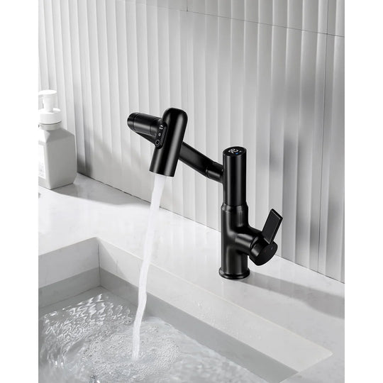 Rotatable Bathroom Faucet with Temperature Display in Fahrenheit (Batteries-Free), BF2204