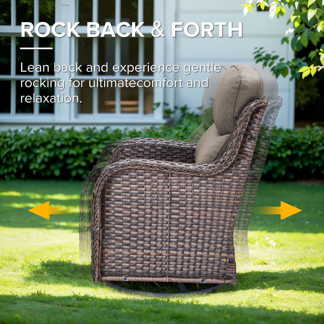 7-Piece Patio Furniture Set with Swivel Glider Chairs, 6-Inch Ultra-Plush Cushions & Water-Resistant Olefin Fabric