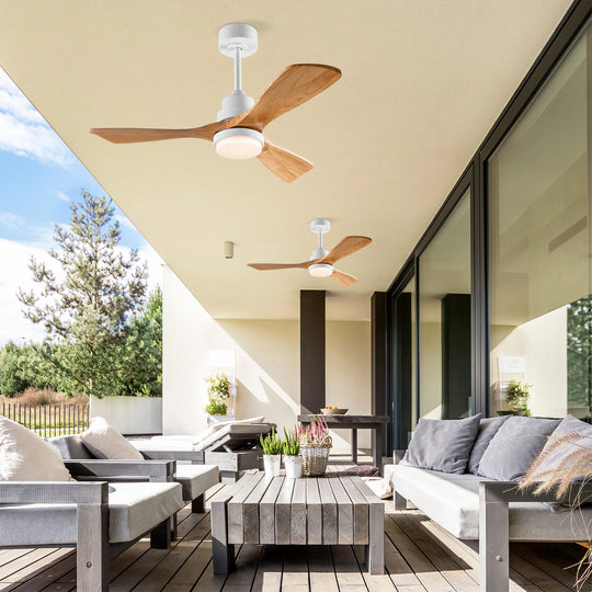 Sofucor 42"/48"/ 52"/60"Noiseless Walnut Wood Ceiling Fan with Remote Control, Integrated Light Optional