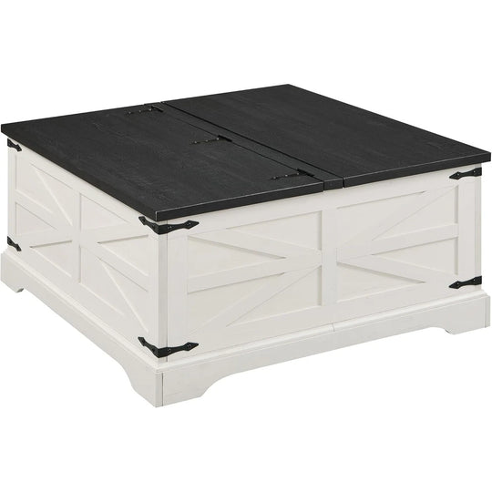 Farmhouse Lift Top Coffee Table with Storage, Wood Square Center Table