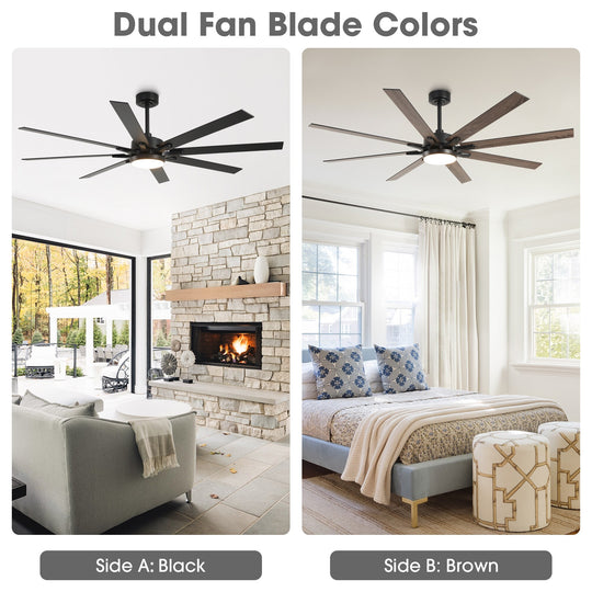 65-Inch Modern Reversible Dimmable Large Ceiling Fan with Light and Remote