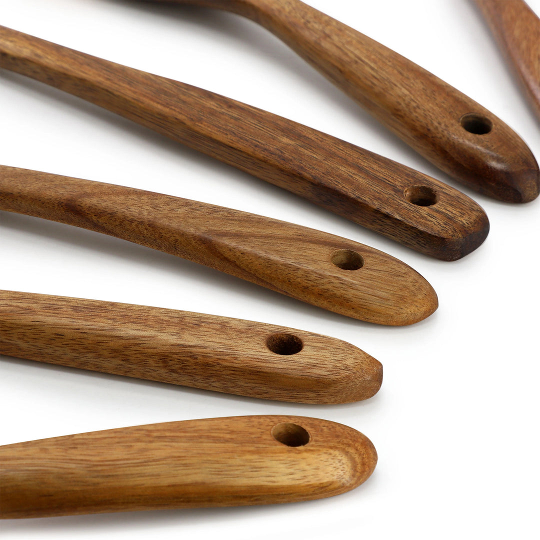 6 Piece Acacia Wood Cooking Utensil Set for Nonstick Cookware