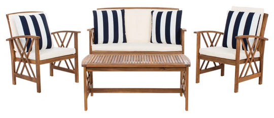 Hurteau Acacia 4 - Person Patio Conversation Sets with Cushions