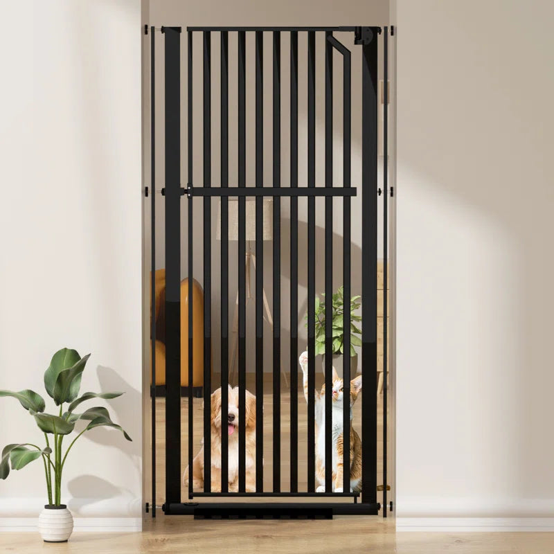 63" Extra Tall Pet Gate, Width Adjustable Pressure Mounted Cat Gate Auto-Close Dog Gate