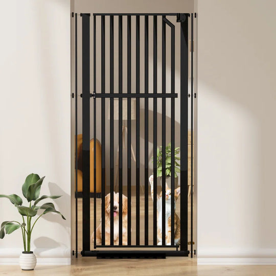 63" Extra Tall Pet Gate, Width Adjustable Pressure Mounted Cat Gate Auto-Close Dog Gate