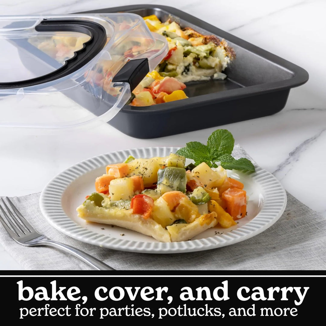 Baking Pans Set 10 Piece Non-Stick Cake Pans with Carry Lids for Storage & Travel, Perfect for Parties Stackable