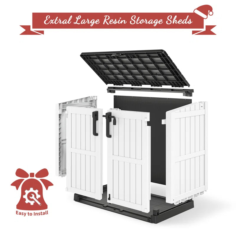 51.1''W Outdoor Resin Horizontal Storage Shed-280 Gallon