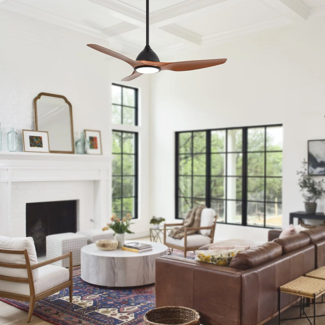 Sofucor 42"/48"/ 52"/60"Noiseless Walnut Wood Ceiling Fan with Remote Control, Integrated Light Optional