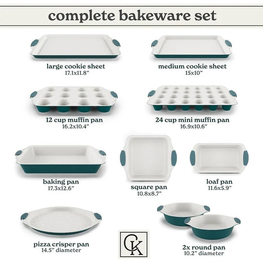 Nonstick Stackable Bakeware Set - Heavy Duty, Durable, Easy Release Baking Set, 10 Pcs