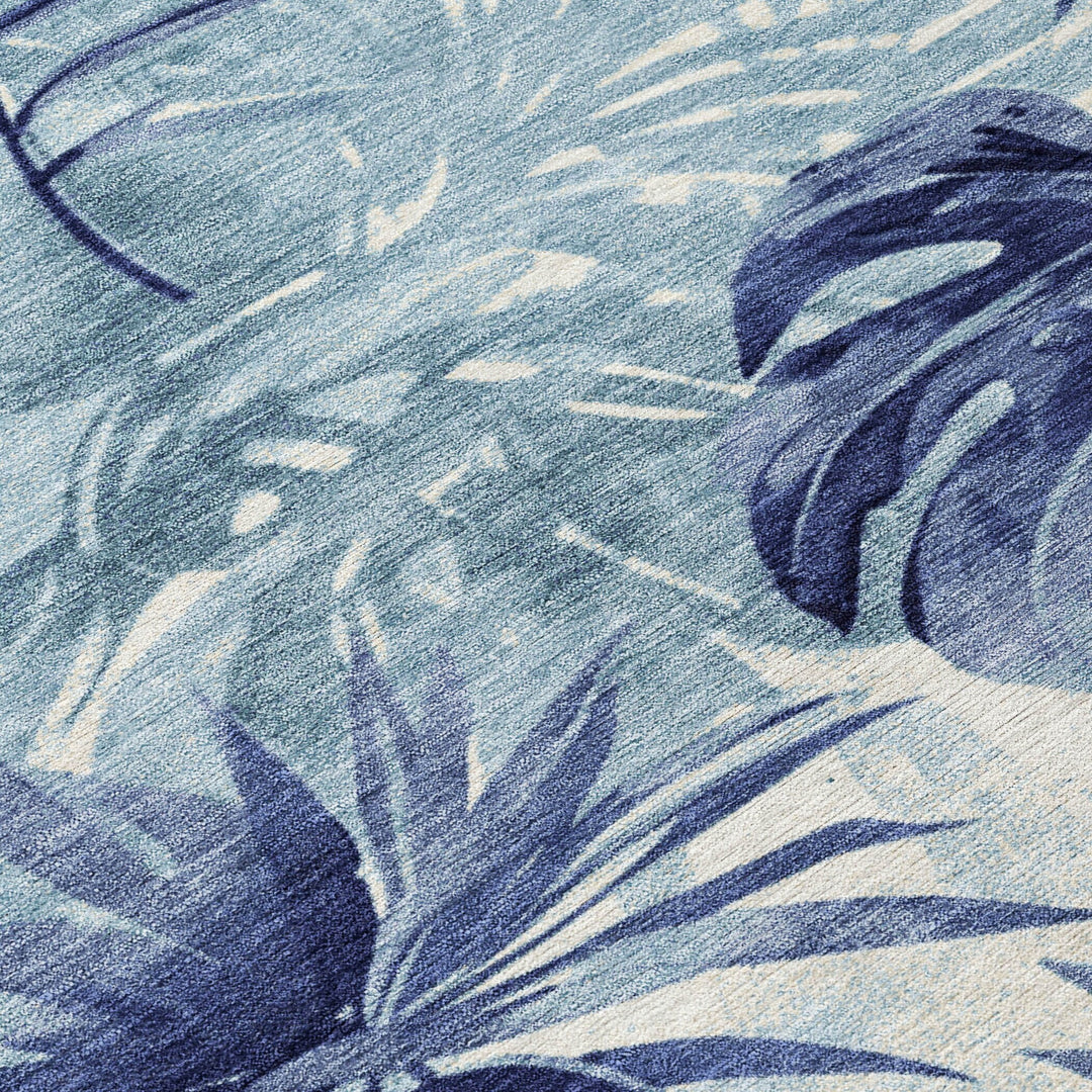 Machine Washable Indoor/ Outdoor Coastal Palm Chantille Rug