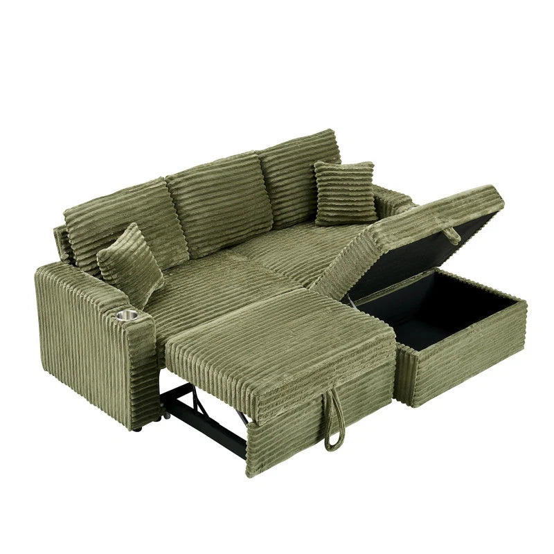 80" Cordylona Sofa, Cup Holder, Ottoman Storage