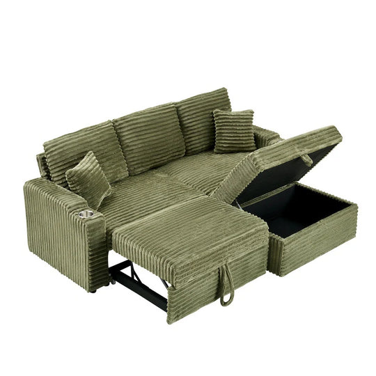 80" Cordylona Sofa, Cup Holder, Ottoman Storage