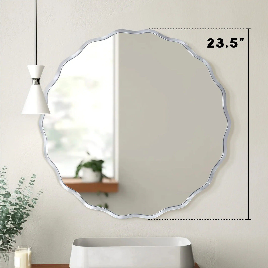 Aluminum Alloy Framed Wavy round Wall Mirror