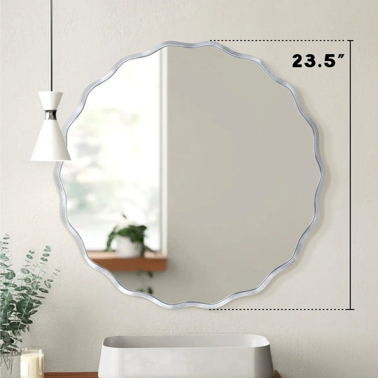 Aluminum Alloy Framed Wavy round Wall Mirror