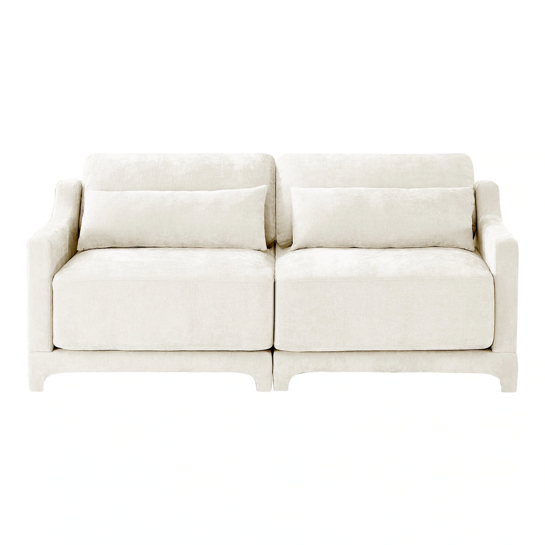 Modern Chenille 4-Seater Sofa with 2 Ottoman, Lumbar Cushions, Ergonomic Backrest, High-Resilience Spongeand Tufted Armrests