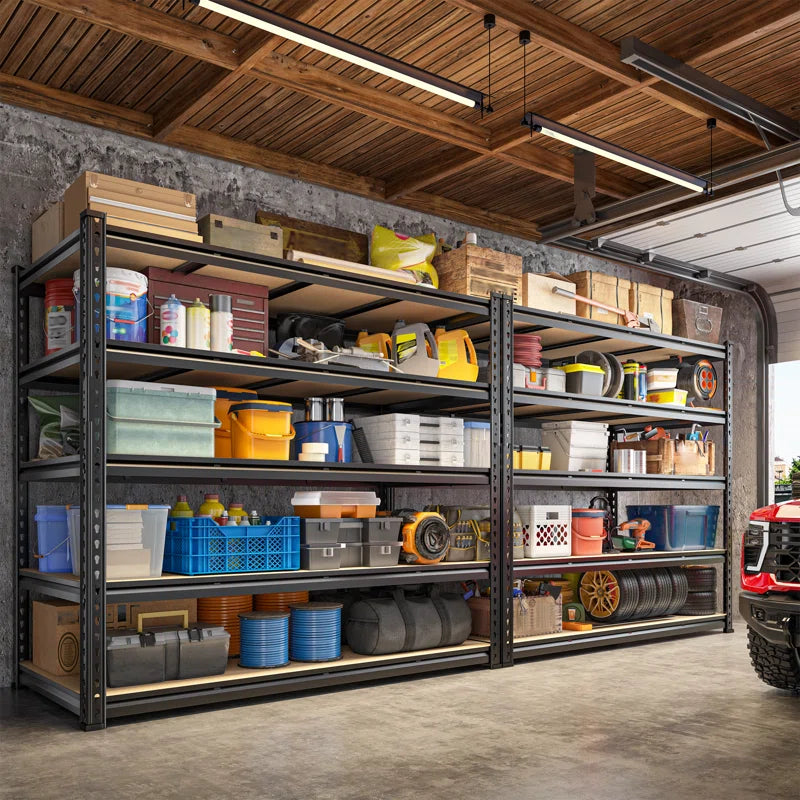 55" W *24" D Heavy Duty Garage Shelving Unit with Rolled Edges, Adjustable Storage Shelving with Largr Capacity