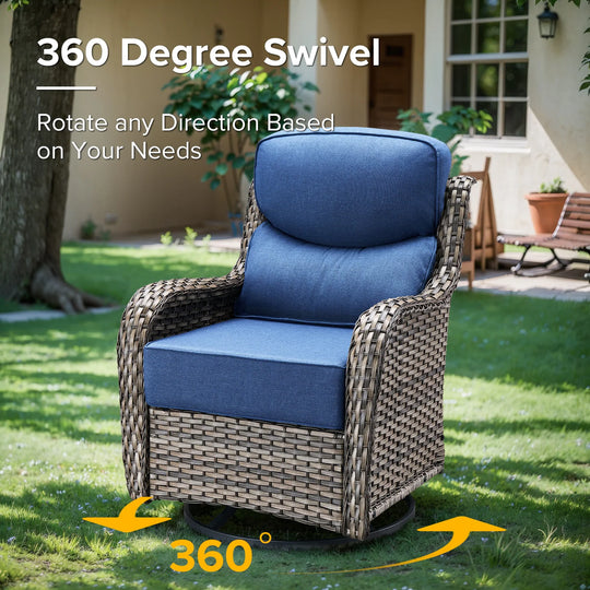 7-Piece Patio Furniture Set with Swivel Glider Chairs, 6-Inch Ultra-Plush Cushions & Water-Resistant Olefin Fabric