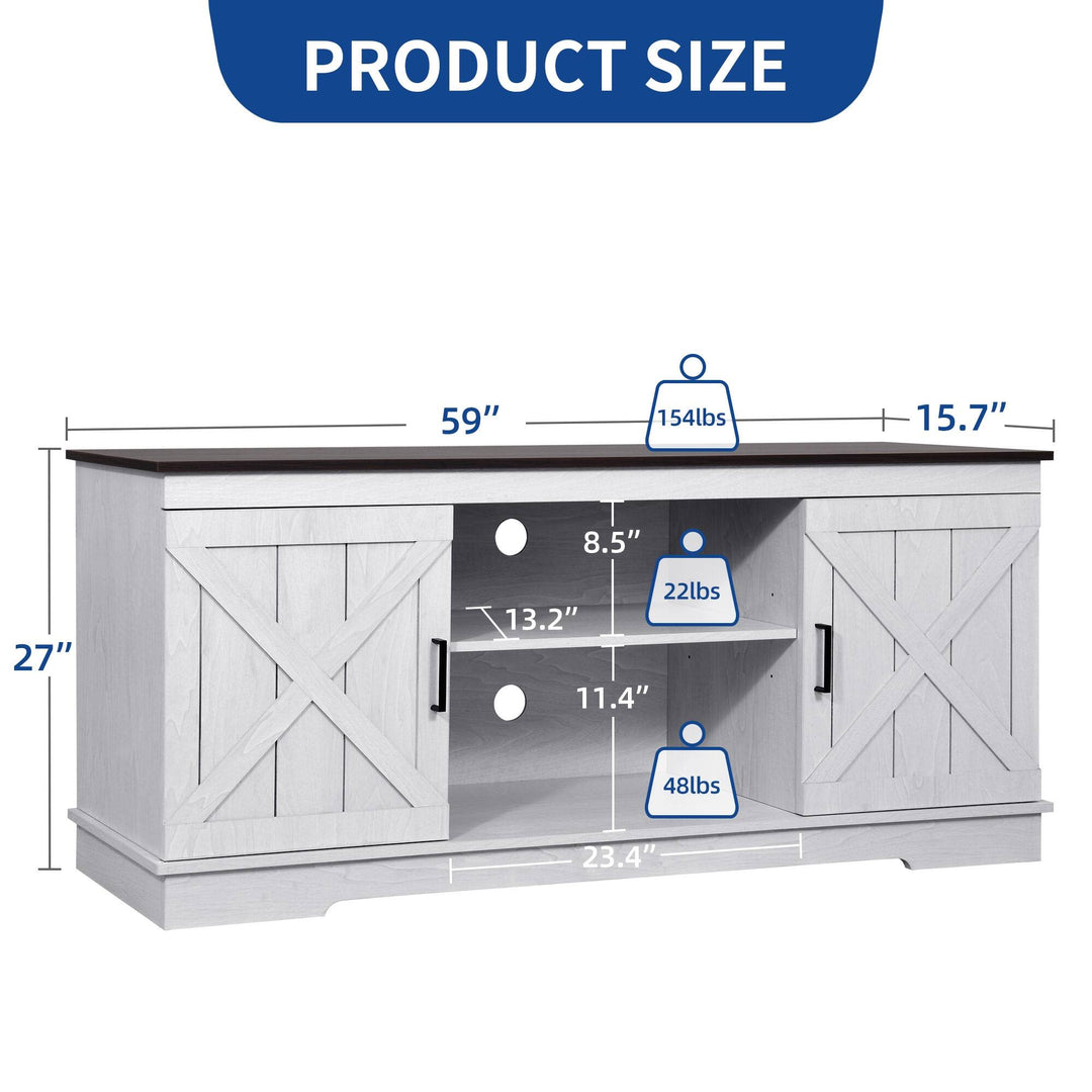 Farmhouse TV Stand with Barn Door Media Console Entertainment Center with Storage Cabinets