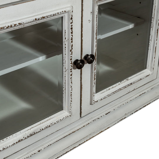 Magnolia Manor Antique White Weathered Bark Entertainment Center