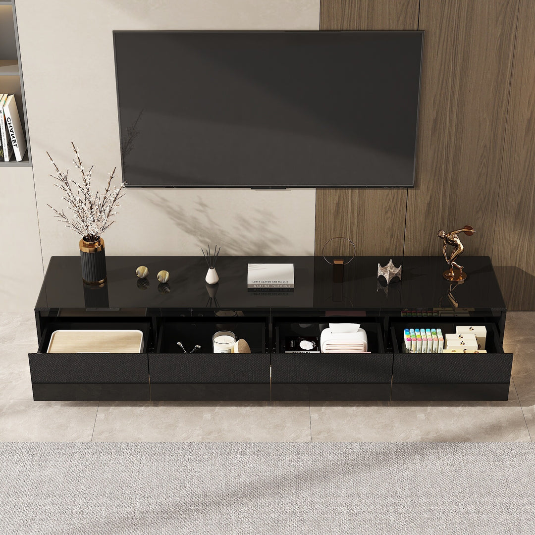 Chic Led-Lit Media Console for Stylish Homes Entertainmnet Center - 70.9"