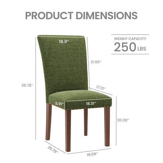 RENEWLINE Dining Chairs, Fabric with Nailhead Trim and Wood Legs