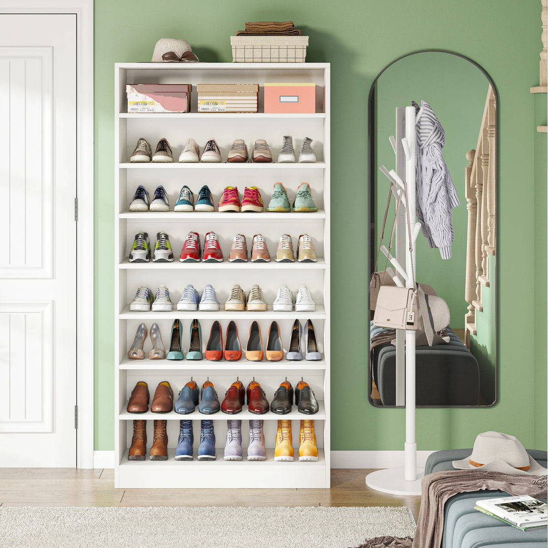 9 Tiers Shoe Cabinet 40-45 Pairs Heavy Duty Wood Freestanding Shoe Storage Cabinet with Open Storage for Entryway