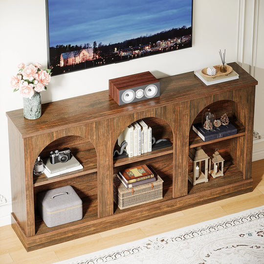 Farmhouse TV Stand for Tvs up to 65 Inches, Farmhouse Entertainment Center with Storage
