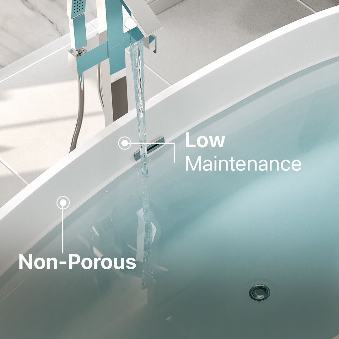 Viva 60" Matte GR/WH Oval Solid Surface Freestanding Bathtub