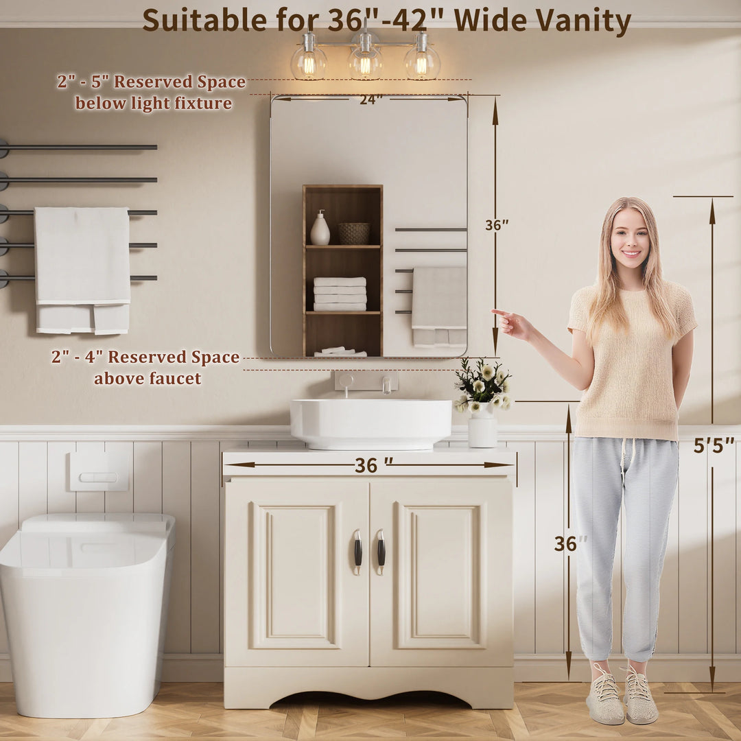 Modern Rounded Rectangle Metal Frame Wall Mirror