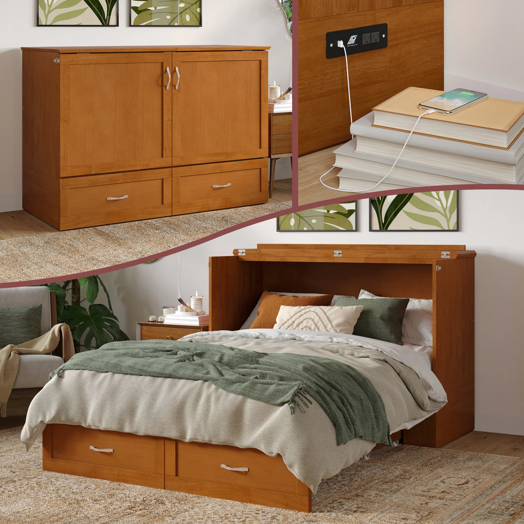 Hamilton Murphy Bed Chest with Mattress and Storage Drawer