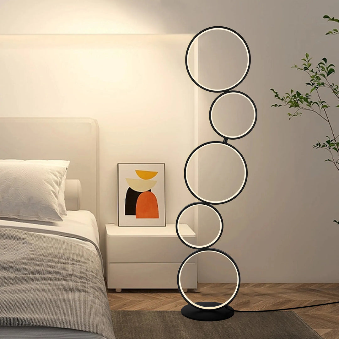 LED Modern Dimmable Floor Lamp, 3 Way Bright Corner Stand Lamp with 5-Ring for Living Room