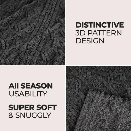 Arctic Boho Jacquard Plush Fluffy Fleece Blanket