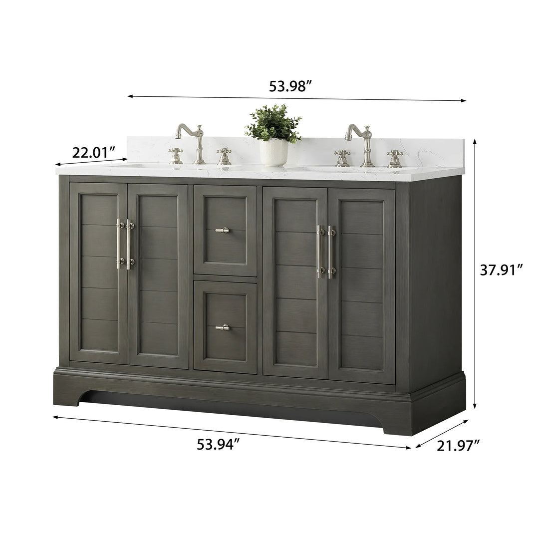 54" Double Sink Bathroom Vanity with Top & Backsplash