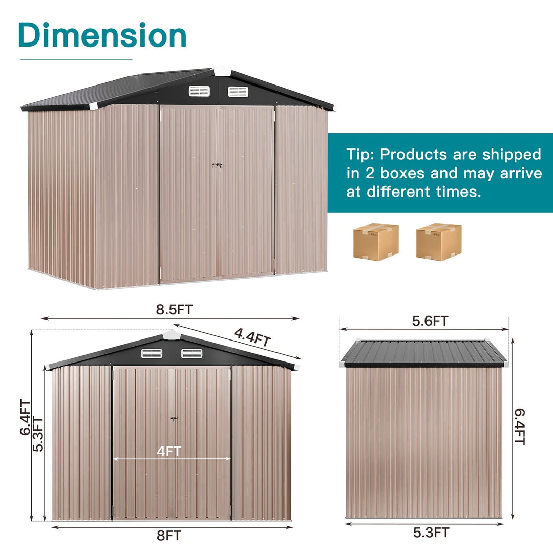 Outdoor Metal Storage Shed with Subfloor Channels ,Lockable Door, Vents for Patio