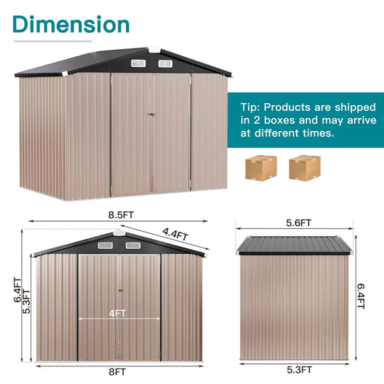Outdoor Metal Storage Shed with Subfloor Channels ,Lockable Door, Vents for Patio