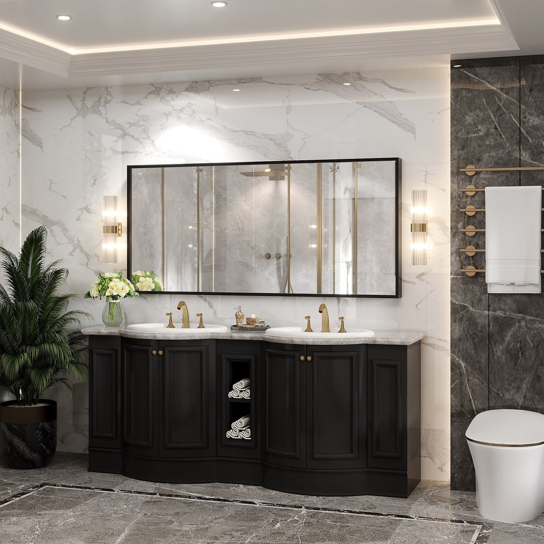 Modern Metal Framed French Cleat Mounted Wall Bathroom Vanity Mirror