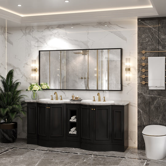 Modern Metal Framed French Cleat Mounted Wall Bathroom Vanity Mirror